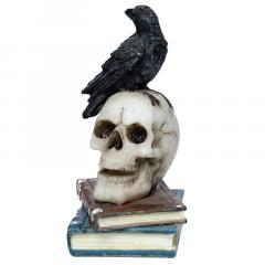 Decoratiune - Crow Standing on Skull and Books