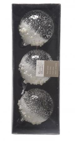 Cutie globuri de Craciun - Bauble Glass Icy Pearls