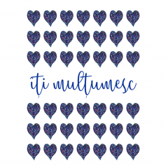 Felicitare - Seria Love - Inimioare albastre - Iti multumesc