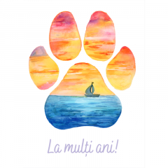 Felicitare - Paw Print - La Mare - La multi ani!