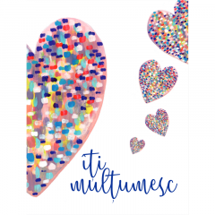 Felicitare - Love - Inima roz - Iti multumesc