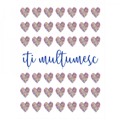 Felicitare - Love - Inimioare roz - Iti multumesc