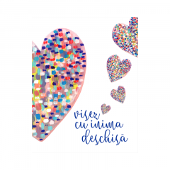 Felicitare - Love - Inima roz - Visez cu inima deschisa