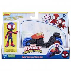 Set figurina - Spidey And His Amazing Friends - Miles Morales: Spider-Man cu motocicleta