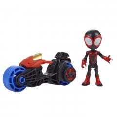 Set figurina - Spidey And His Amazing Friends - Miles Morales: Spider-Man cu motocicleta