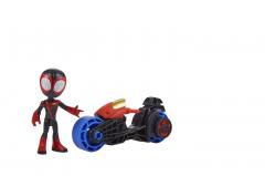 Set figurina - Spidey And His Amazing Friends - Miles Morales: Spider-Man cu motocicleta