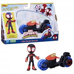 Set figurina - Spidey And His Amazing Friends - Miles Morales: Spider-Man cu motocicleta