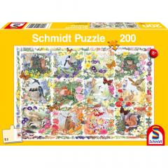 Puzzle 200 piese - Anotimpurile cu flori și animale