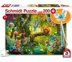 Puzzle 200 piese - Fairies In The Forest (cu bagheta magica)