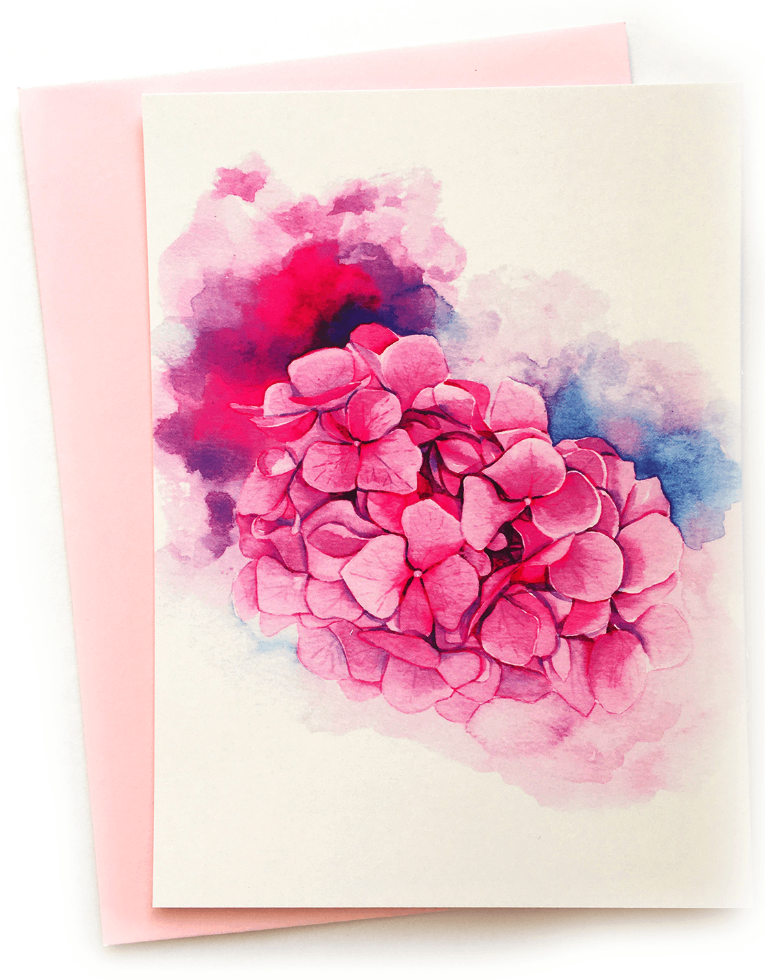 Felicitare - Hortensia in plic roz