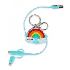 Cablu incarcare - 3-in-1 Retractable - Charge 'N Roll - Rainbow