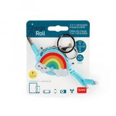 Cablu incarcare - 3-in-1 Retractable - Charge 'N Roll - Rainbow