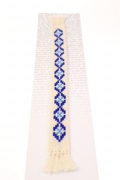 Semn de carte cusut manual - Model albastru