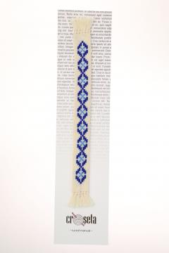 Semn de carte cusut manual - Model albastru