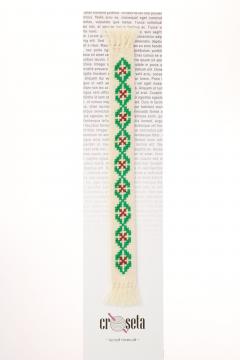 Semn de carte cusut manual - Verde Maron