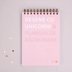 Notebook si caiet de schite pentru femei - Desene cu unicorni si planuri de razbunare