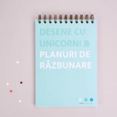 Notebook si caiet de schite pentru femei - Desene cu unicorni si planuri de razbunare