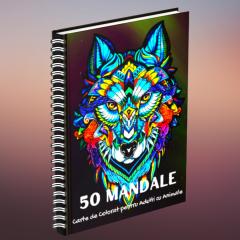 50 Mandale. Carte de colorat pentru adulti cu animale