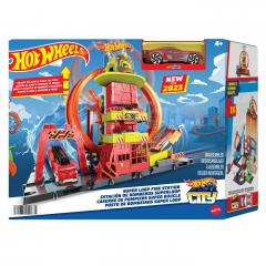 Jucarie - Statie de pompieri Hot Wheels - Super Loop