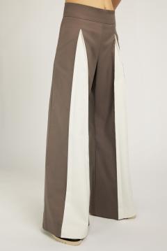 Pantaloni S - Butterfly - Taupe Grey and Off White