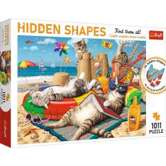 Puzzle 1000 de piese - Hidden Shapes - Feline Holidays
