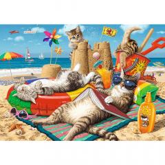 Puzzle 1000 de piese - Hidden Shapes - Feline Holidays