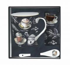 Set cana cu lingurita si coaster - Barista