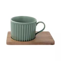 Set 2 cesti cu farfurie - Take a Break - Alb & verde