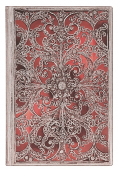 Carnet - Mini, Lined - Silver Filigree - Garnet