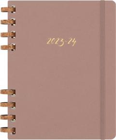 Agenda 2023 -2024 - 12-Months Academic Planner - XL, Spiral, Hard Cover - Crush Almond