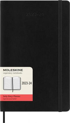 Agenda 2023-2024 - 18-Month Daily Planner - Large, Soft Cover - Black