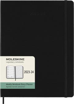 Agenda 2023-2024 - 18-Month Weekly Planner - Extra Large, Hard Cover - Black