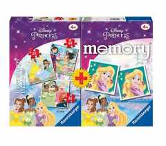 Set 3 puzzle + Joc memory Printesele Disney - 110 piese