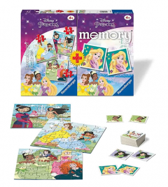 Set 3 puzzle + Joc memory Printesele Disney - 110 piese