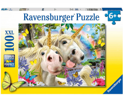 Puzzle 100 piese - XXL - Don't Worry, Be Happy - Selfie Unicorns