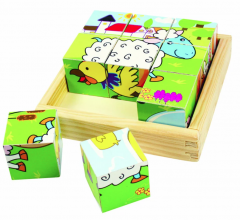 Puzzle cubic, 9 piese - Animale domestice
