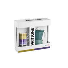 Set cafetiera si 2 cani - Pantone Linear Moka Blue 3 Cups