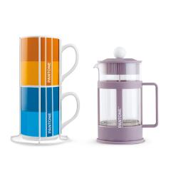 Set cafetiera si 2 cani - Pantone Linear French Press Viola 600 ml