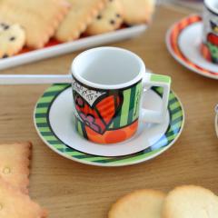 Set 2 cesti cu farfurie - Britto - Heart