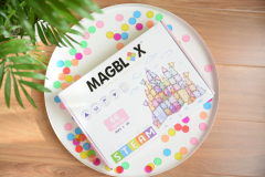 Set magnetic - 66 piese de constructie pastel transparent