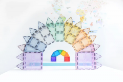 Set magnetic - 66 piese de constructie pastel transparent