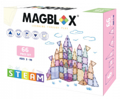 Set magnetic - 66 piese de constructie pastel transparent
