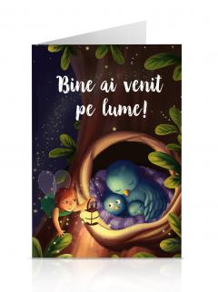 Felicitare - Bine ai venit pe lume! - Bufnite