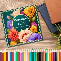 50 Mandale. Carte de colorat pentru adulti - Coronite de flori