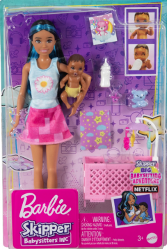 Papusa - Barbie Mamica bruneta cu bebelus