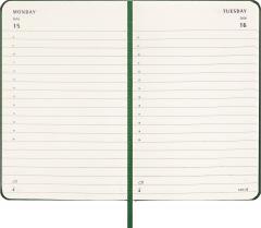 Agenda 2024 - 12-Months Daily Planner - Pocket, Hard Cover - Myrtle Green