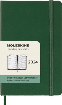 Agenda 2024 - 12-Months Weekly Planner - Pocket, Hard Cover - Myrtle Green