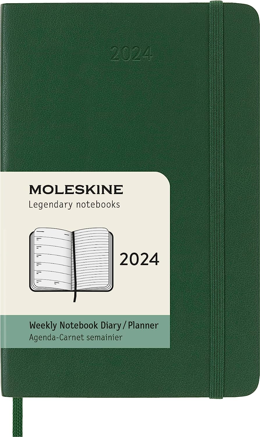 Agenda 2024 - 12-Months Weekly Planner - Pocket, Soft Cover - Myrtle Green  - Moleskine