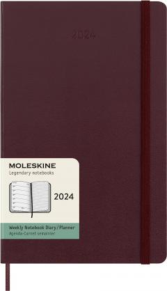 Agenda 2024 - 12-Months Weekly Planner - Large, Hard Cover - Burgundy Red