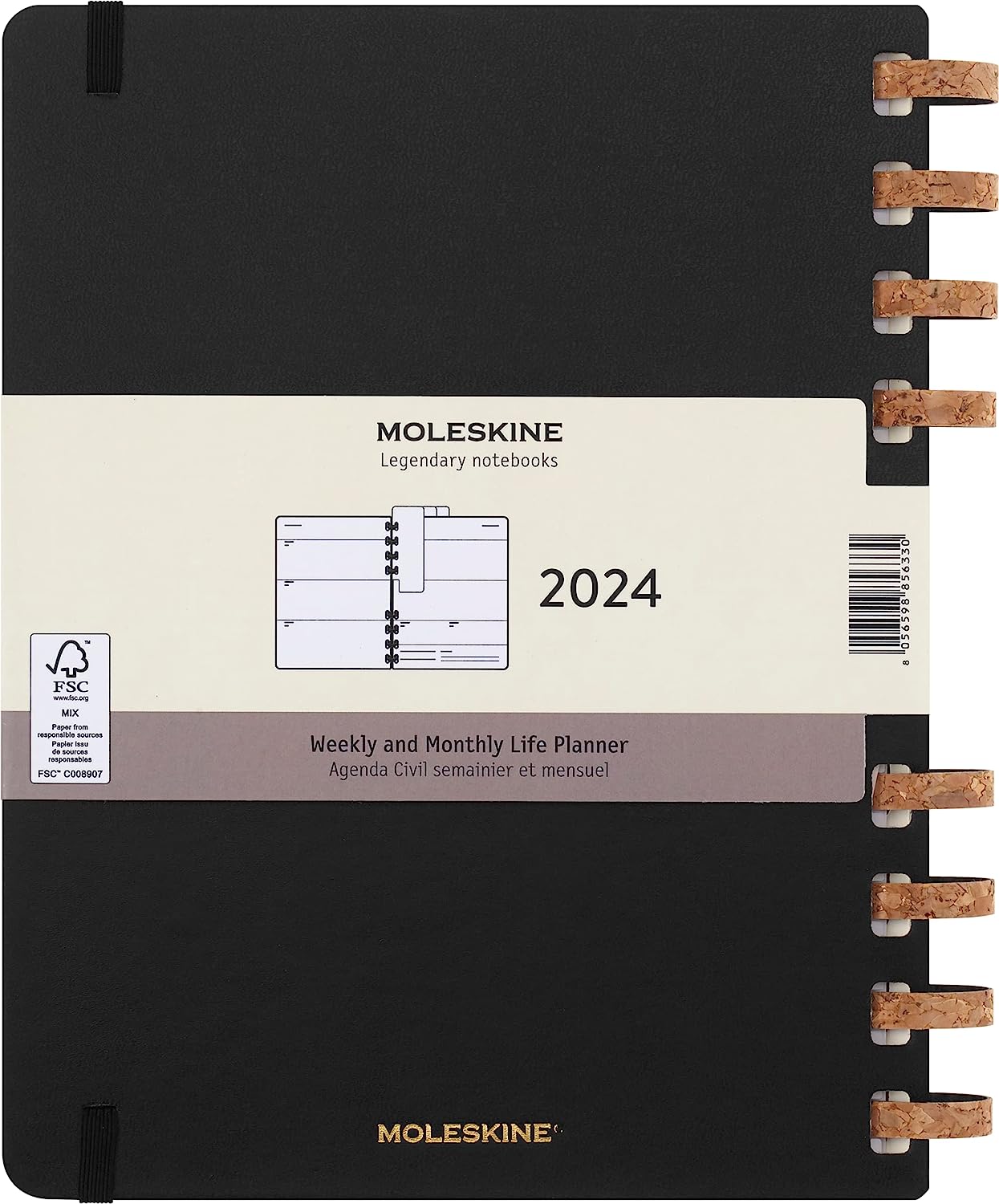 Agenda 2024 - 12 Months Spiral Planner - XL, Hard Cover - Black - Moleskine